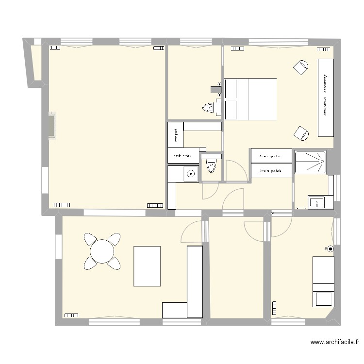 Villa Herran aménagé après démolition. Plan de 9 pièces et 102 m2