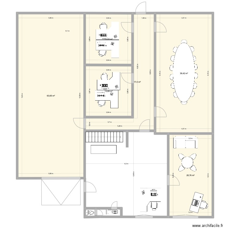 Edmond Cannelle. Plan de 6 pièces et 169 m2