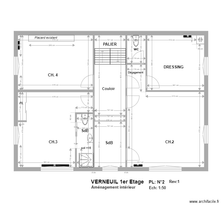 VERNEUIL 1er Etage. Plan de 0 pièce et 0 m2