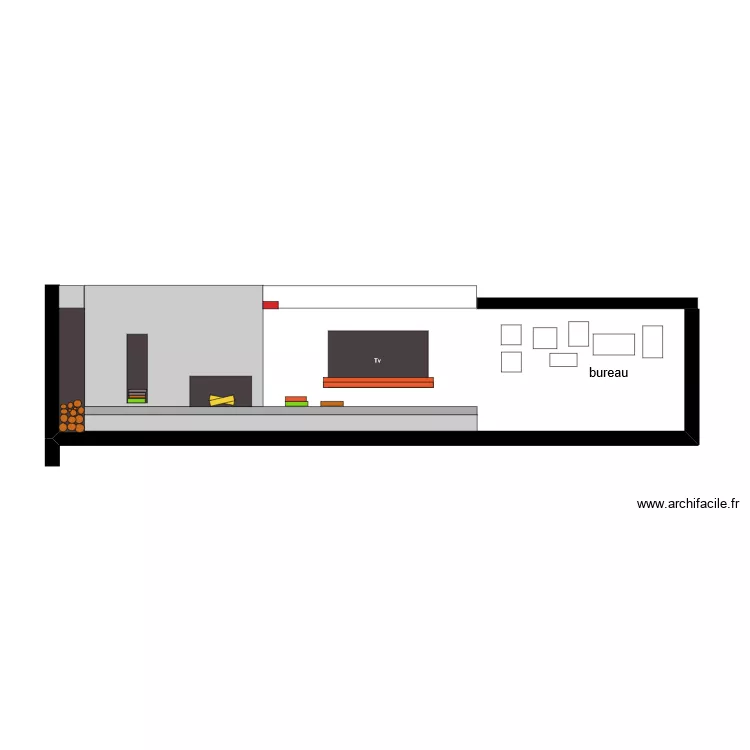 Loft mur chemin&eacute;e v3. Plan de 