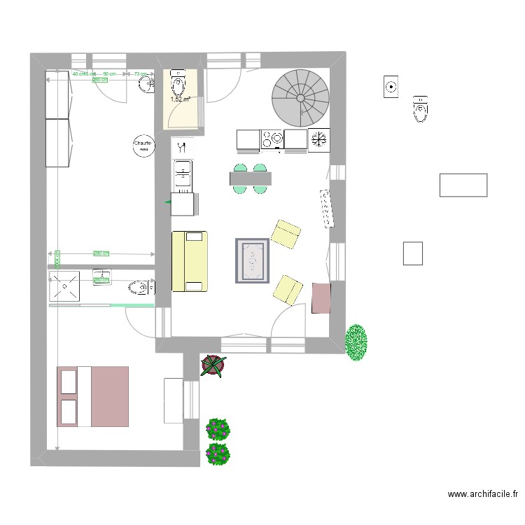 Aménagement garage 2. Plan de 1 pièce et 2 m2