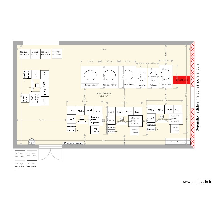 zone impure Depeint Régine. Plan de 1 pièce et 83 m2