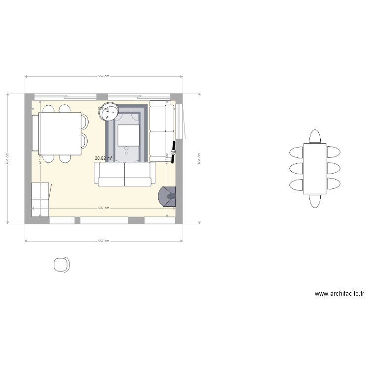 Salon GETS table carrée. Plan de 0 pièce et 0 m2