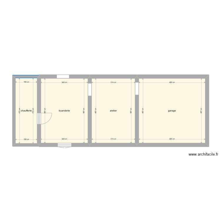 ssol maison Fayer. Plan de 4 pièces et 60 m2