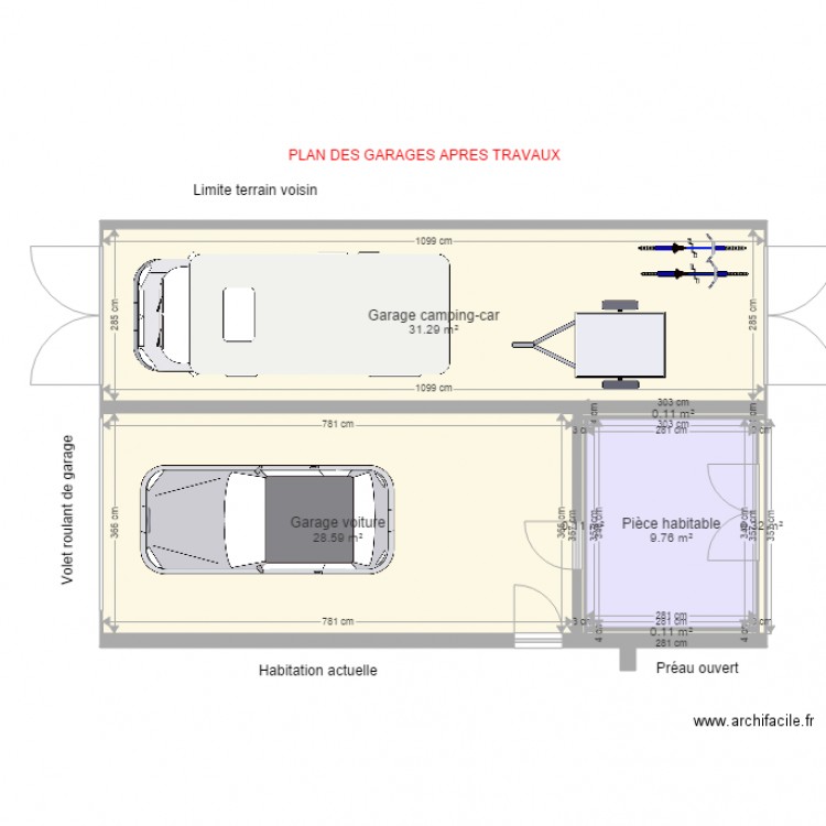 Plan garages après. Plan de 0 pièce et 0 m2