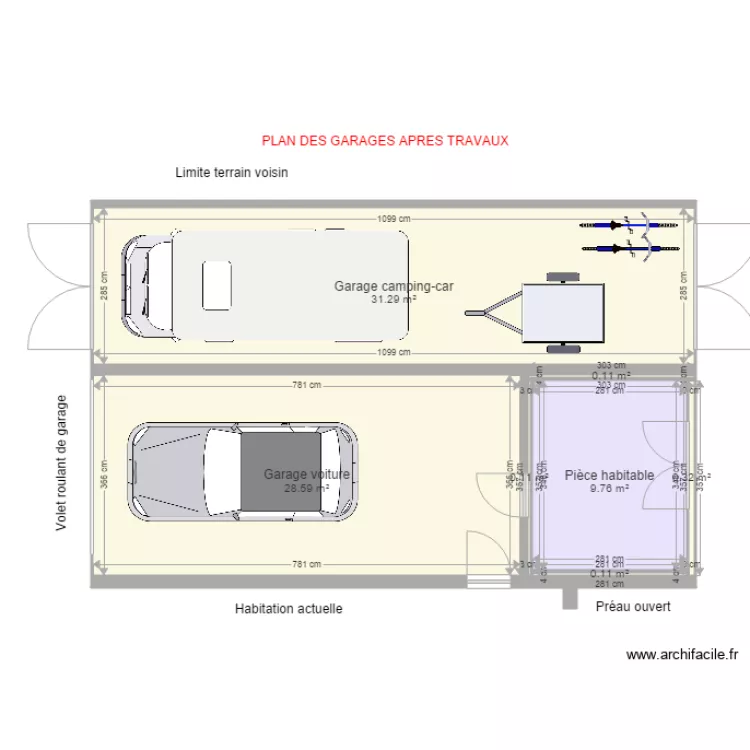 Plan garages apr&egrave;s. Plan de 