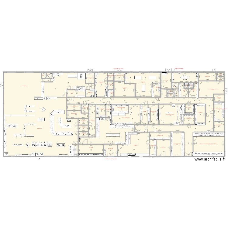 Plan Projet Magasin 3. Plan de 53 pièces et 1085 m2