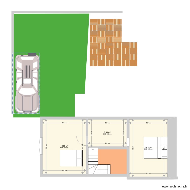 1er étage pornichet . Plan de 4 pièces et 46 m2