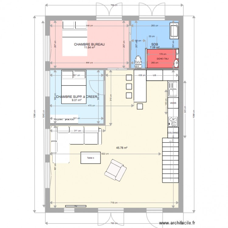 RDC projet 2ème chambre. Plan de 0 pièce et 0 m2