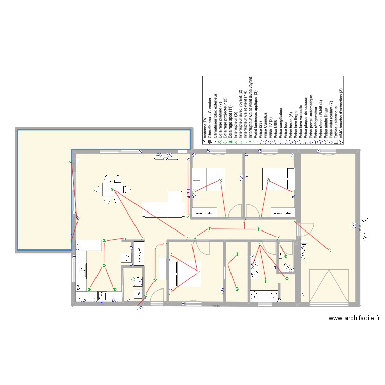 Villa Hernandez plan électrique 11/2022. Plan de 10 pièces et 181 m2