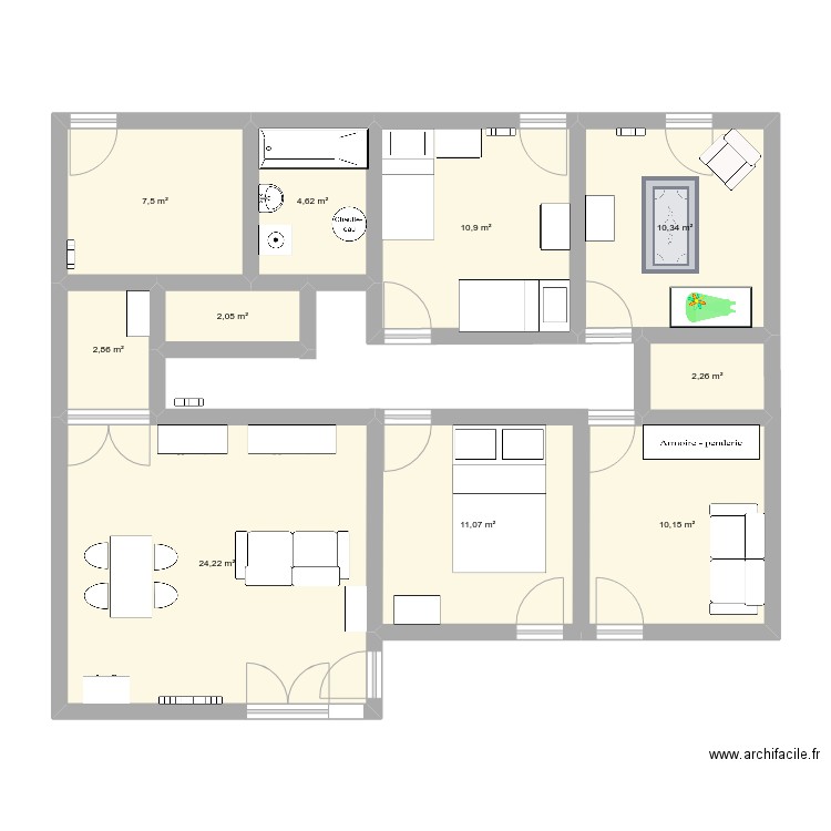 84000. Plan de 10 pièces et 86 m2