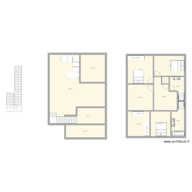 étagemaison. Plan de 13 pièces et 187 m2