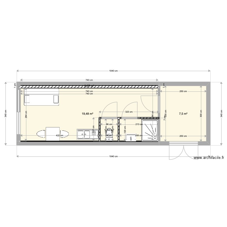 fleurdisa 1. Plan de 4 pièces et 28 m2