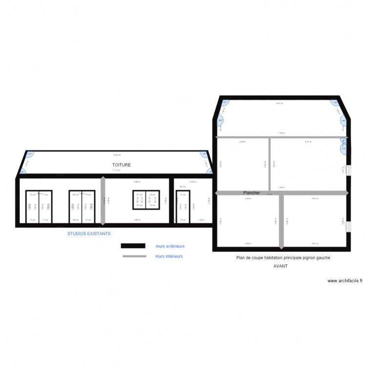 PLAN DE COUPE bâtiment PIGNON GAUCHE AVANT. Plan de 0 pièce et 0 m2