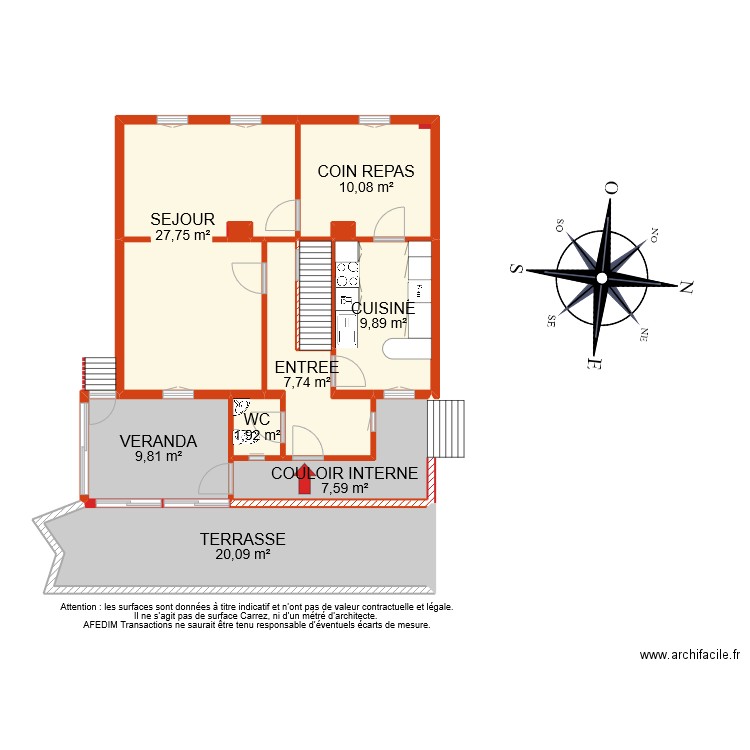 BI 10855 RDC. Plan de 11 pièces et 97 m2