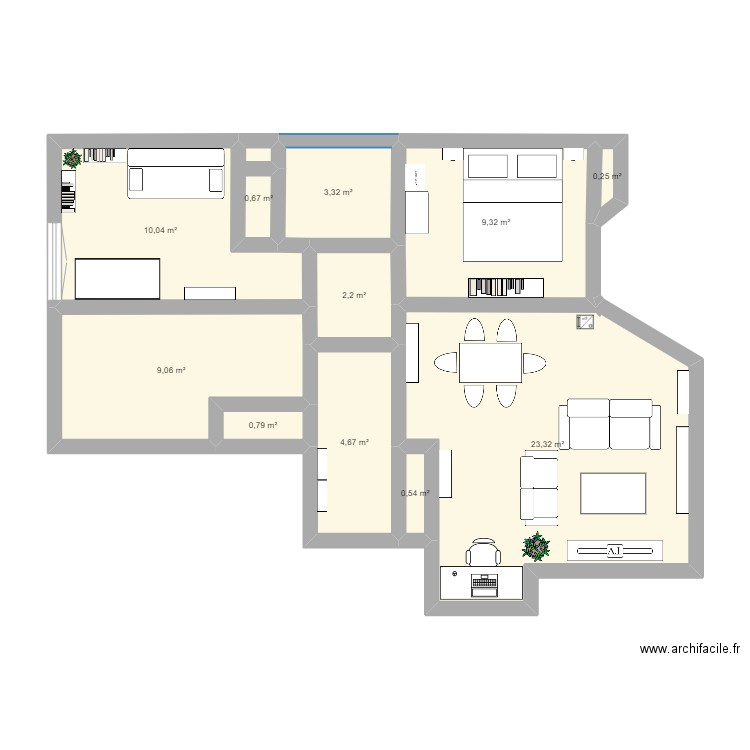 marjolin. Plan de 11 pièces et 64 m2