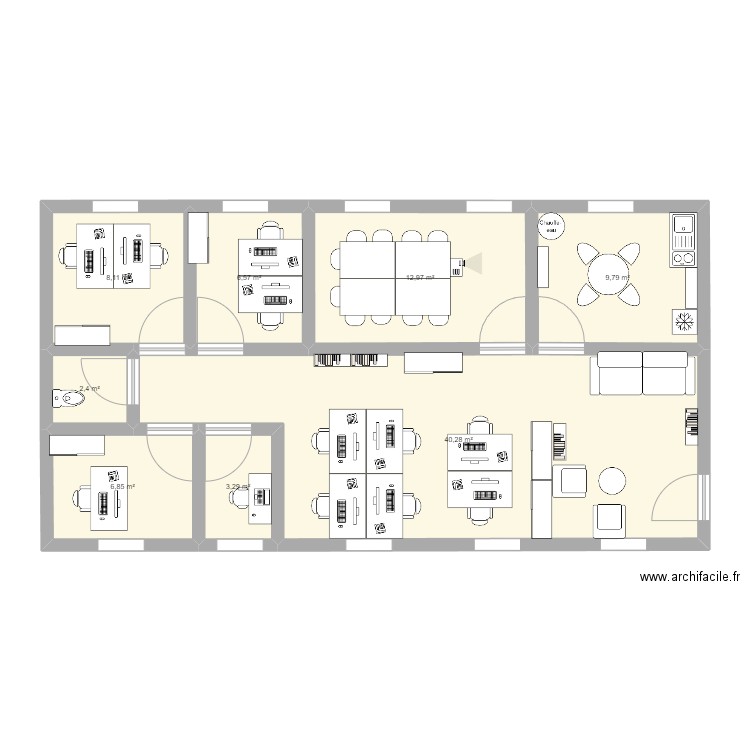 Arsenal Navarrenx. Plan de 8 pièces et 90 m2