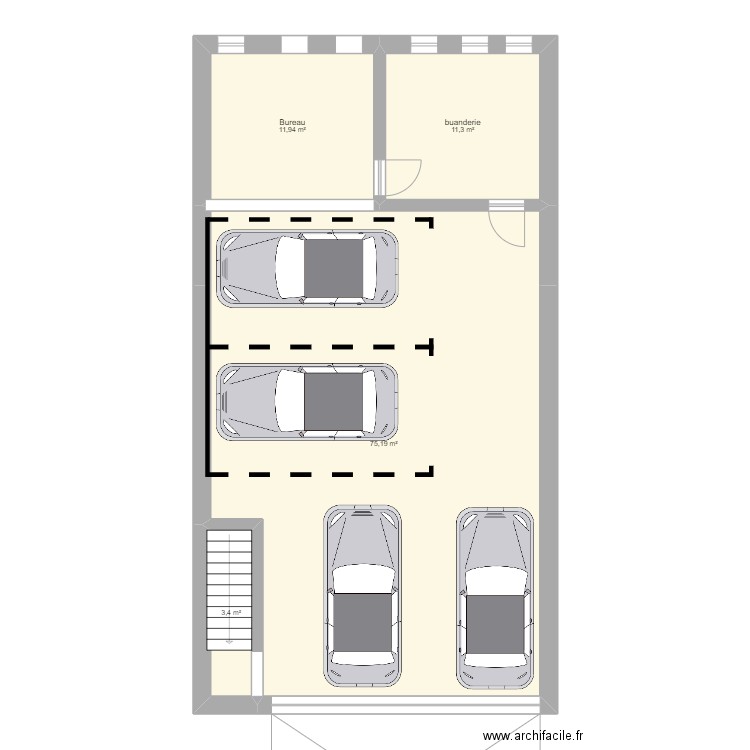 garages. Plan de 4 pièces et 102 m2