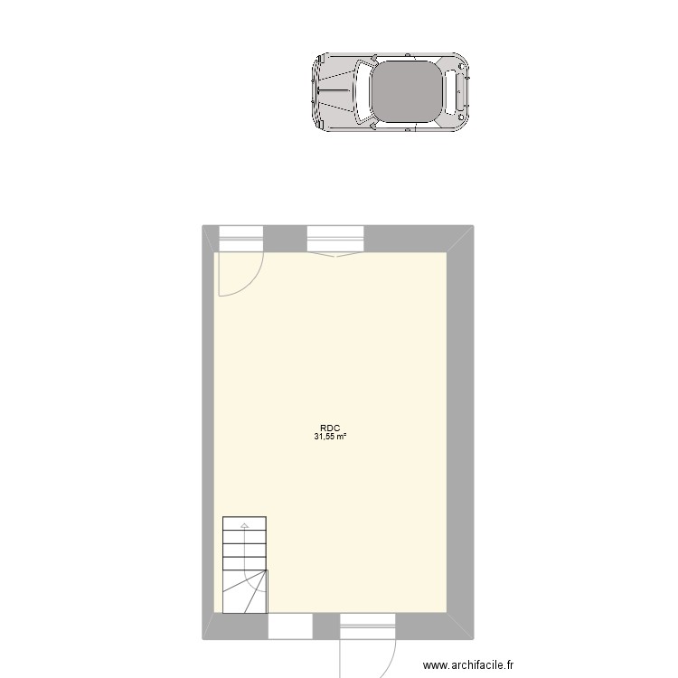 Corderie. Plan de 1 pièce et 32 m2