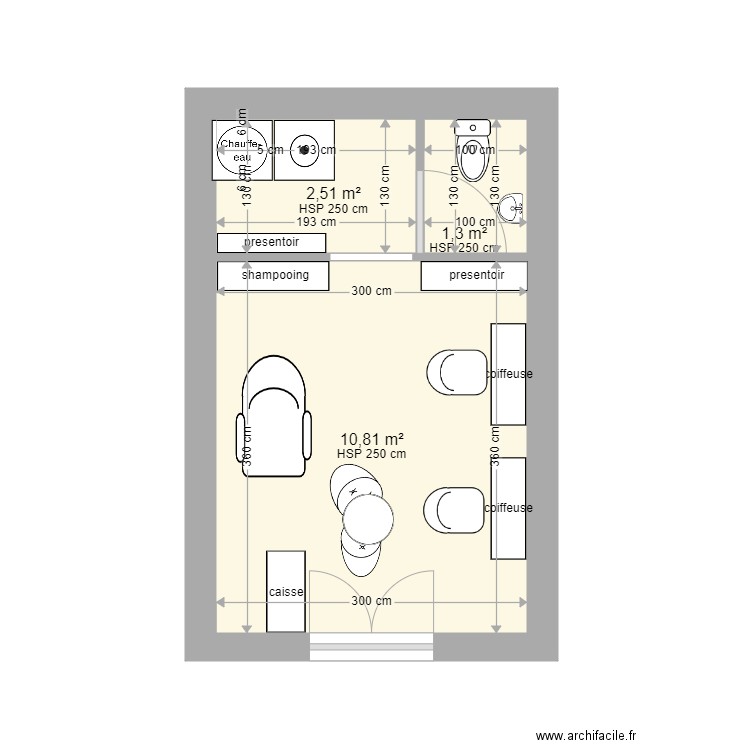 salon coiffure 19m2 1 bac et. Plan de 0 pièce et 0 m2