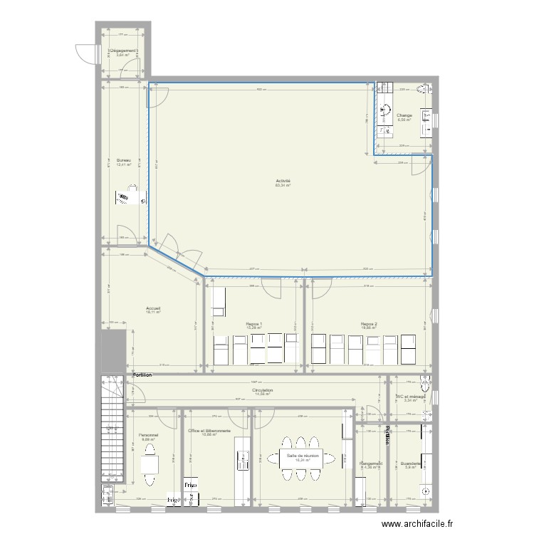 Bret 91 Limousin 1 VAxA. Plan de 20 pièces et 248 m2