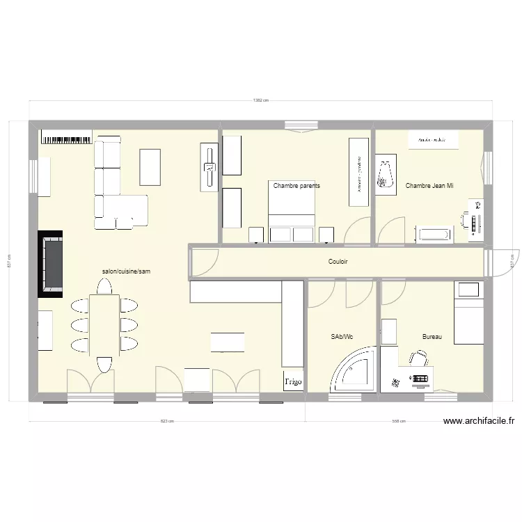 Plan d'orgon avec meuble. Plan de 