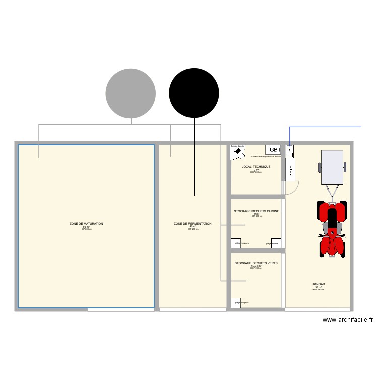 station compostage V2. Plan de 6 pièces et 186 m2