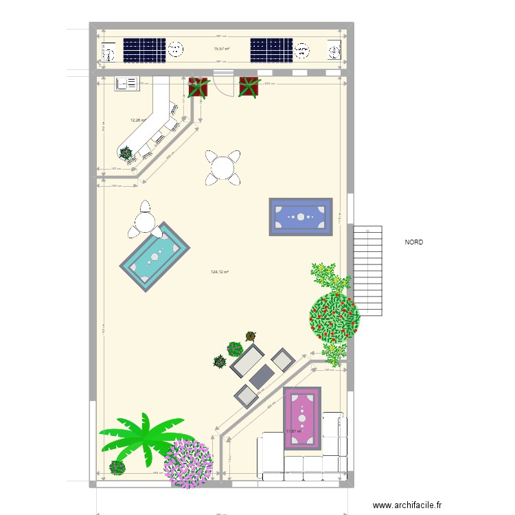 RIAD FIFI TERRASSE MOUTURE 2. Plan de 4 pièces et 170 m2