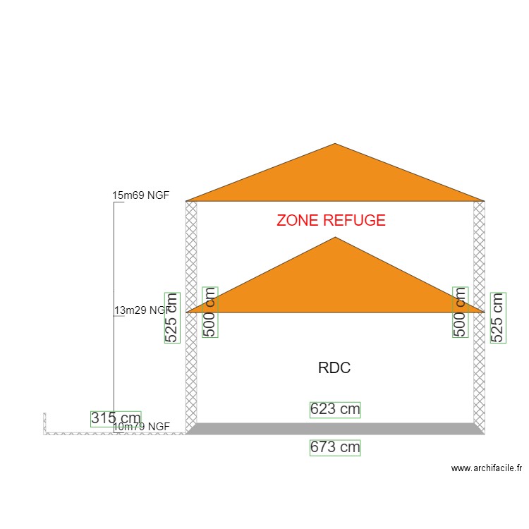 DP3 Plan de coupe façade ouest Boube. Plan de 0 pièce et 0 m2