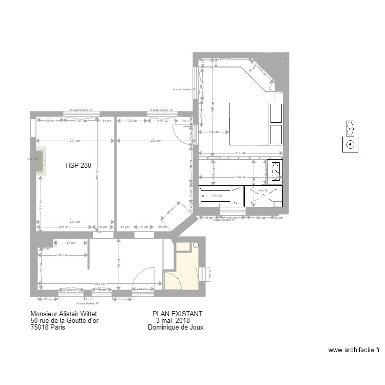 Projet salle de bain Alistair. Plan de 0 pièce et 0 m2