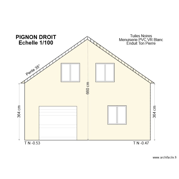 pignon droit permis 3 thiriet. Plan de 6 pièces et 41 m2