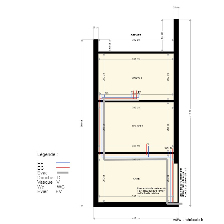 Notre Dame coupe partie arrière. Plan de 0 pièce et 0 m2