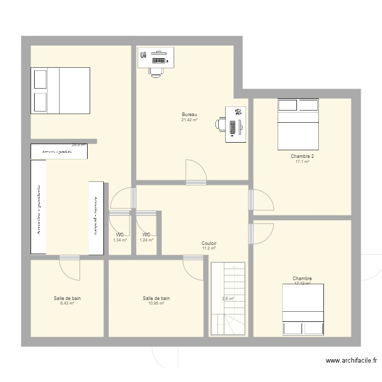 Garage gauche 13x12. Plan de 0 pièce et 0 m2