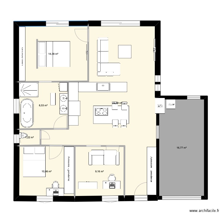 MAISON 1. Plan de 7 pièces et 103 m2