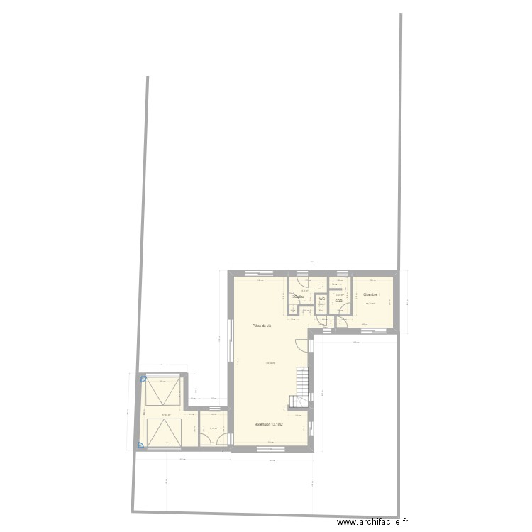projet d'extension + garage 3. Plan de 7 pièces et 106 m2