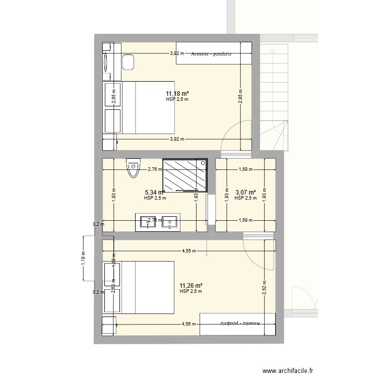 PLAN AVEC ETAGE. Plan de 10 pièces et 166 m2