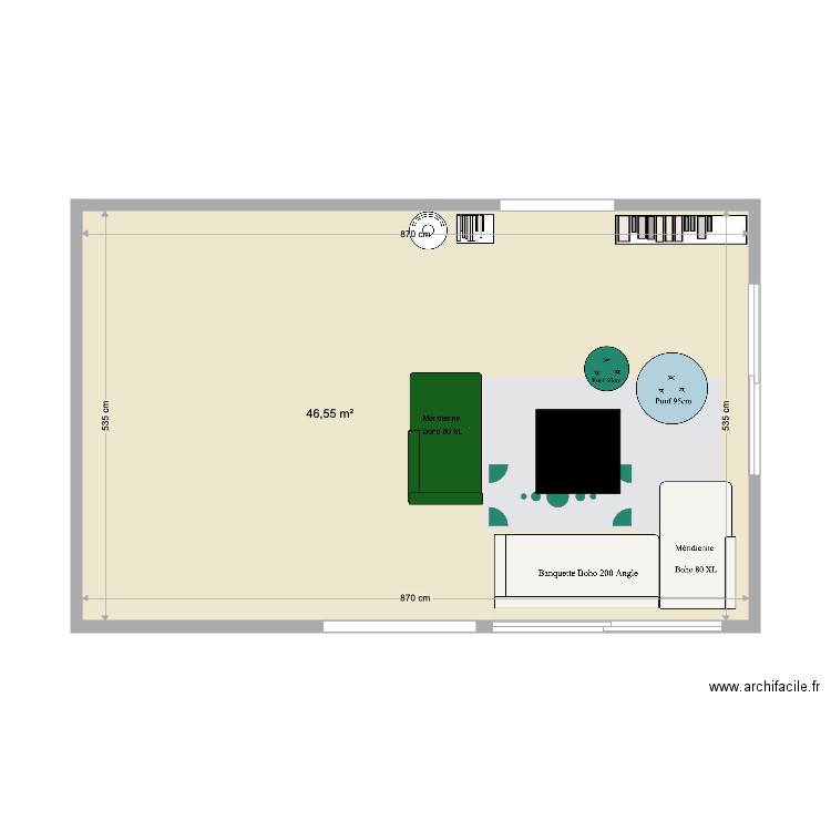 Elodie 6. Plan de 1 pièce et 47 m2