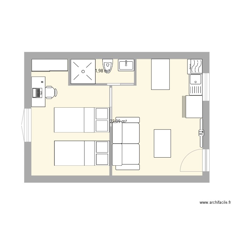 studio 25m2 Plan dessiné par Emmanath
