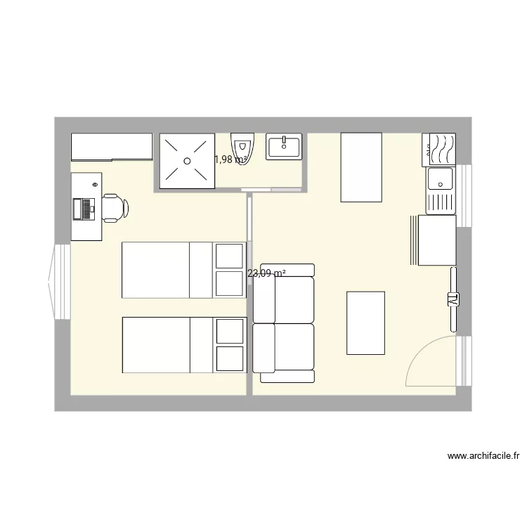 studio 25m2. Plan de studio 25m2. Plan de