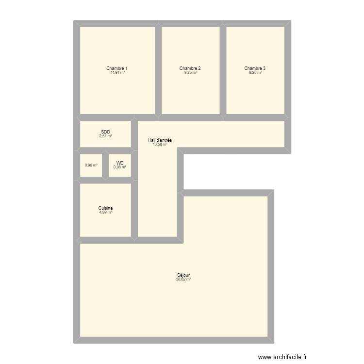 Auderghem . Plan de 9 pièces et 92 m2