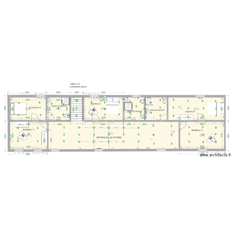 Bâtiment Voltaire 1ER ETAGE  V006. Plan de 8 pièces et 138 m2