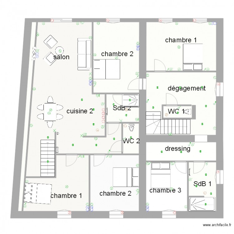 dejonghe 1er Etage Eclairage et prise de courant. Plan de 0 pièce et 0 m2