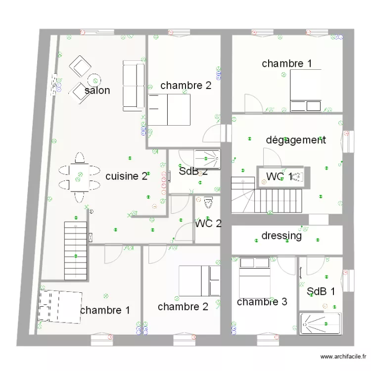 dejonghe 1er Etage Eclairage et prise de courant. Plan de dejonghe 1er Etage Eclairage et prise de courant. Plan de
