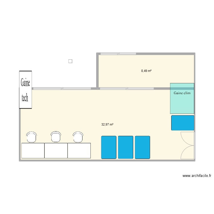 bureau vdl mirage. Plan de 2 pièces et 41 m2