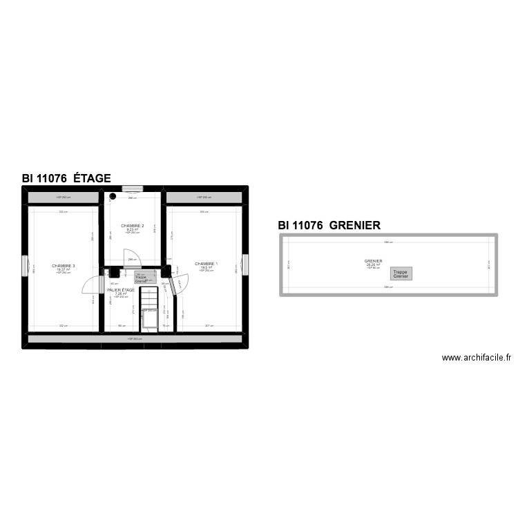 BI 11076.. Plan de 25 pièces et 316 m2