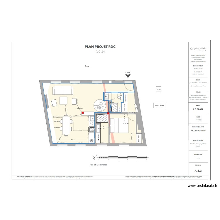 nouveau test. Plan de 4 pièces et 58 m2