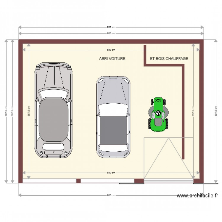 plan abri voiture et bois. Plan de 0 pièce et 0 m2