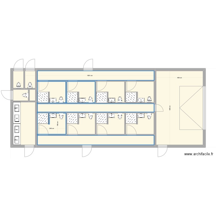 SILENCE MIDI PROJET SANITAIRES EXT 3. Plan de 12 pièces et 94 m2