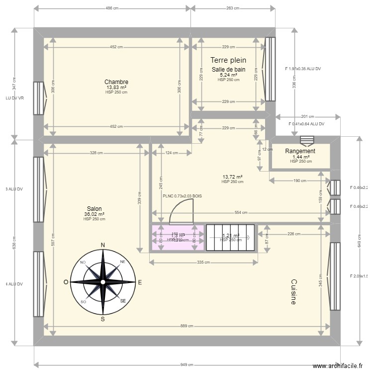 Bechbache. Plan de 15 pièces et 146 m2