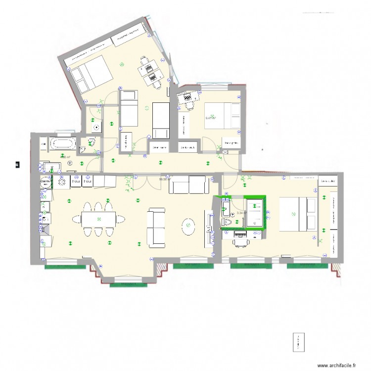 a base cotée Jaures projet amandine final grande  chambre changement SDB . Plan de 0 pièce et 0 m2